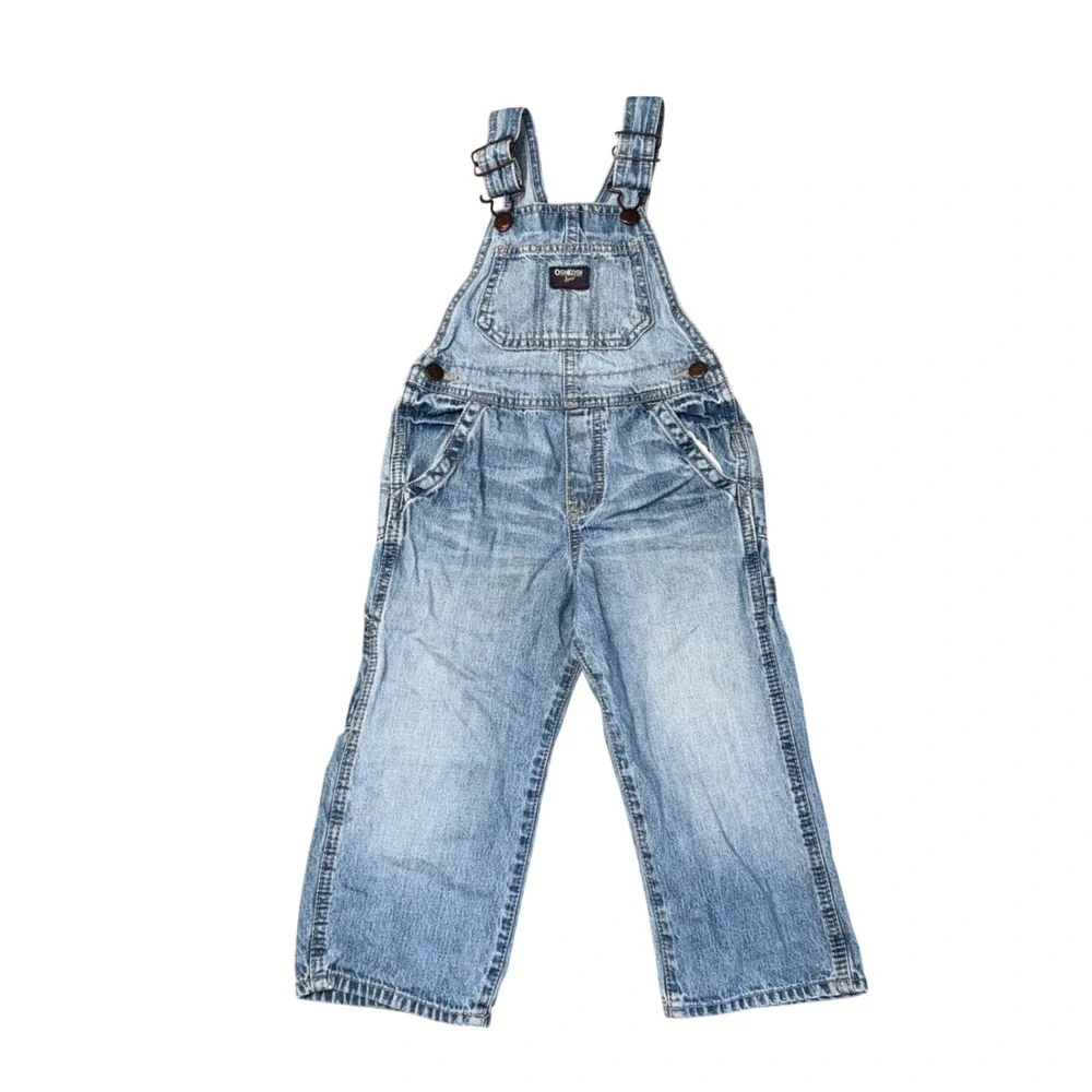 OshKosh B'gosh Denim Overalls Kids 3T Blue Excellent Carpenter Bib Jeans